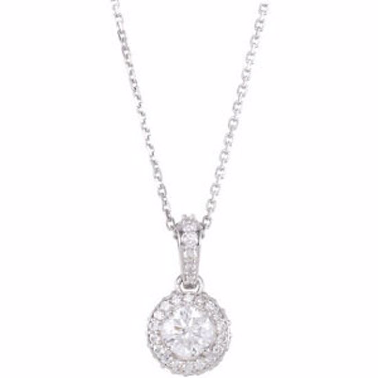 68601:70005:P 14kt White Forever Brilliant&reg Moissanite  & 1/4 CTW Diamond 18" Necklace