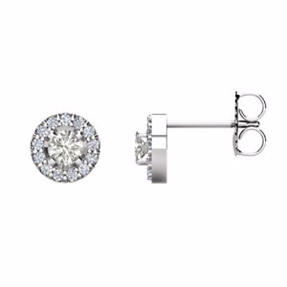 28308:60019:P 14kt White 4mm Round Forever Brilliant® Moissanite & 1/6 CTW Diamond Earrings