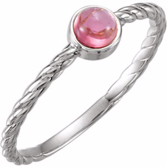 71810:600:P 14kt White Pink Tourmaline Rope Design Ring