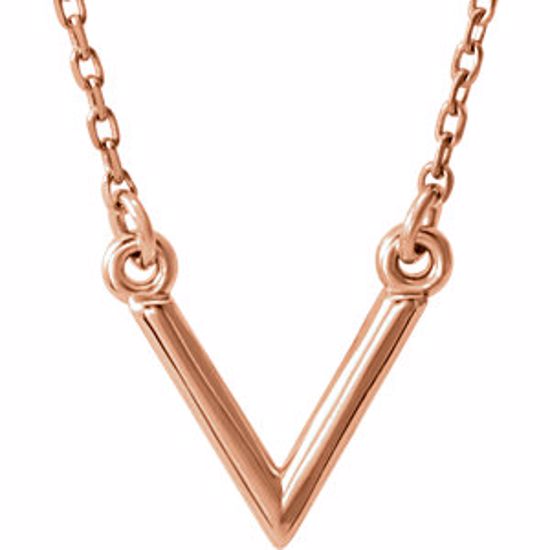 86321:1003:P 14kt Rose "V" 16.5" Necklace