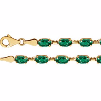 651539:60002:P 14kt Yellow Created Emerald 7" Bracelet