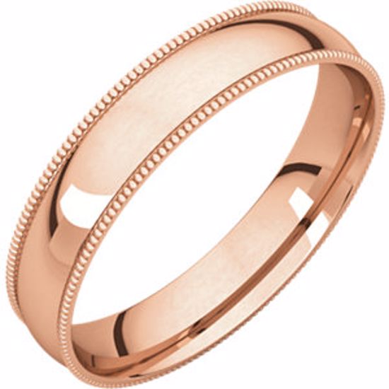 MGRL6.5:100:P 10kt Rose 4mm Light Comfort Fit Milgrain Band 