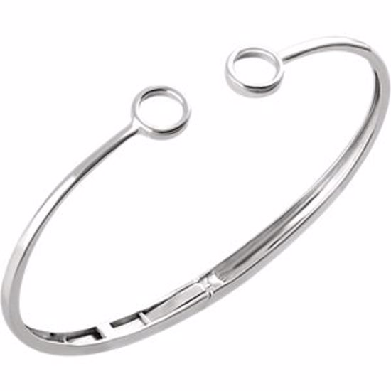 652117:60001:P 14kt White Hinged Circle Bangle 7" Bracelet