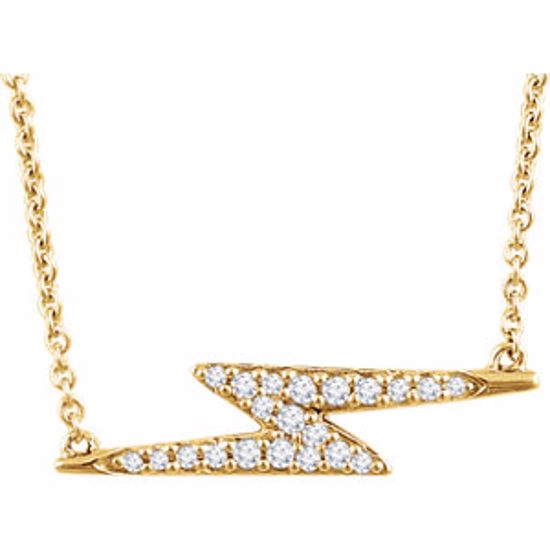 652140:60000:P 14kt Yellow 1/8 CTW Diamond Lightning Bolt 16-18" Necklace 