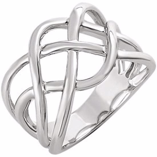 652120:60001:P 14kt White Criss-Cross Ring