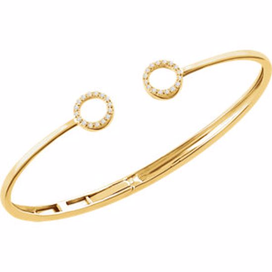 652145:60000:P 14kt Yellow 1/6 CTW Diamond Circle Hinged Bangle 7" Bracelet