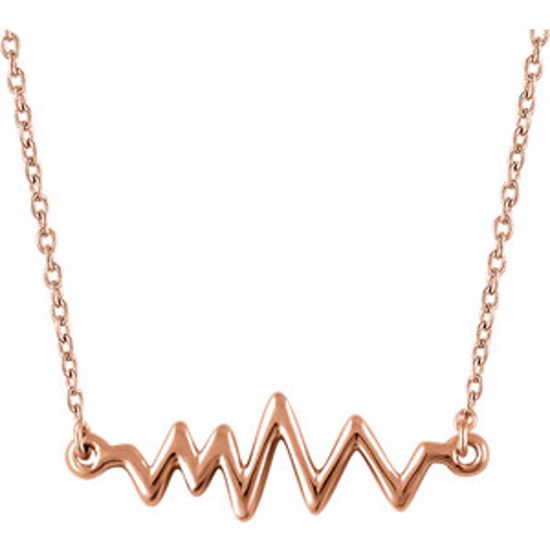 652133:60002:P 14kt Rose Heartbeat 16-18" Necklace 