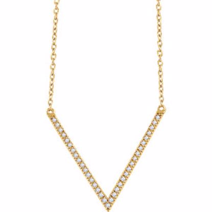 652147:60000:P 14kt Yellow 1/6 CTW Diamond "V" 16-18" Necklace