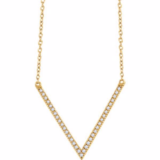 652147:60000:P 14kt Yellow 1/6 CTW Diamond "V" 16-18" Necklace