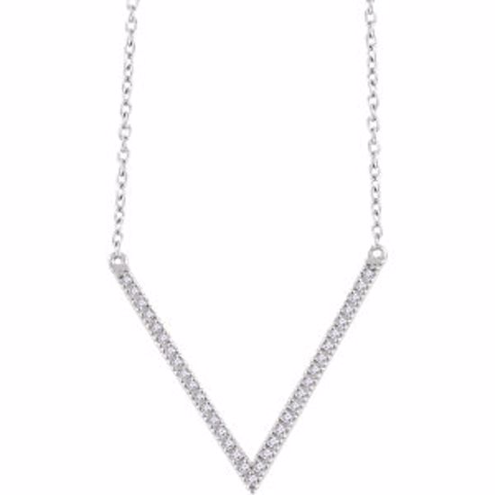 652147:60001:P 14kt White 1/6 CTW Diamond "V" 16-18" Necklace