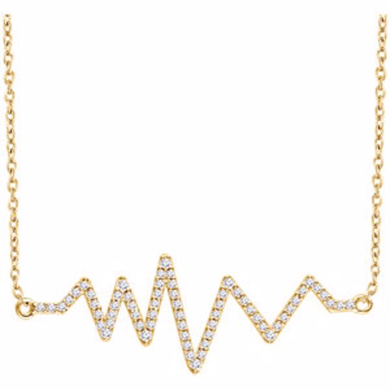 652146:60000:P 14kt Yellow 1/6 CTW Diamond Heartbeat 16-18" Necklace