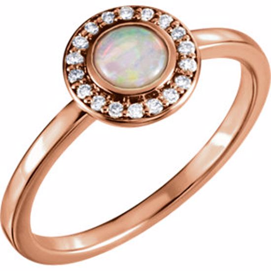 71821:602:P 14kt Rose Opal & 1/10 CTW Diamond Ring 