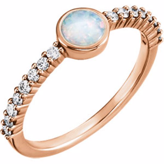 71823:602:P 14kt Rose Opal & Diamond Ring