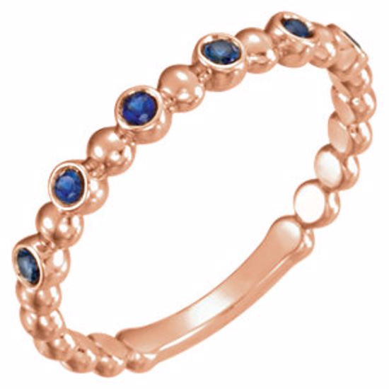 71814:602:P 14kt Rose Blue Sapphire Stackable Ring 