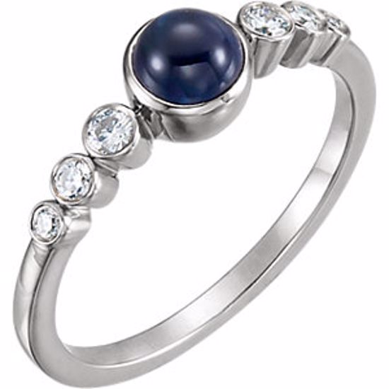 71826:600:P 14kt White Blue Sapphire & 1/6 CTW Diamond Ring