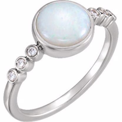 71824:600:P 14kt White Opal & 1/8 CTW Diamond Ring