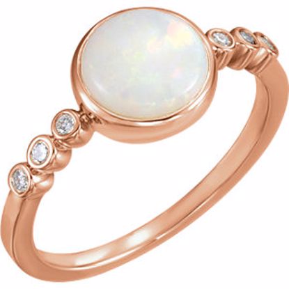 71824:602:P 14kt Rose Opal & 1/8 CTW Diamond Ring