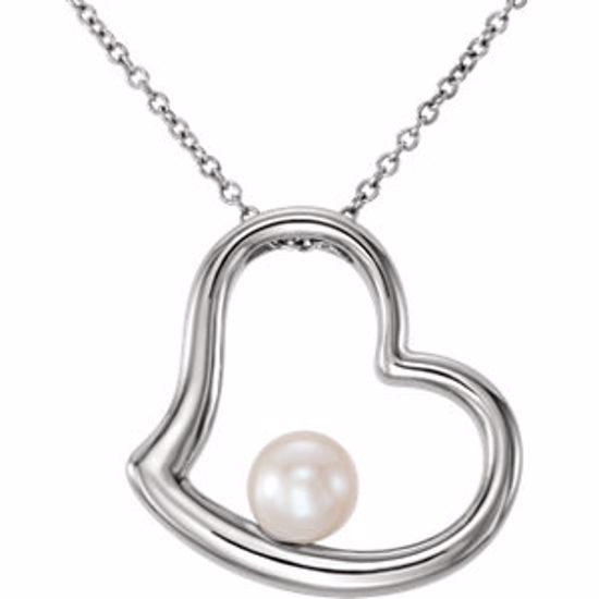 86315:603:P Platinum Freshwater Cultured Pearl Heart 18" Necklace