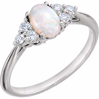 71812:600:P 14kt White Opal & 1/5 CTW Diamond Ring