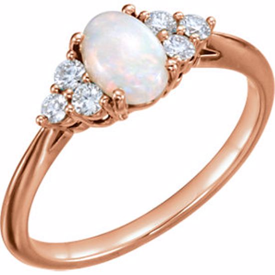 71812:602:P 14kt Rose Opal & 1/5 CTW Diamond Ring