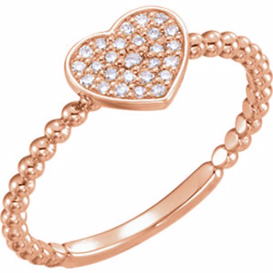 122819:602:P 14kt Rose 1/8 CTW Diamond Heart Bead Ring