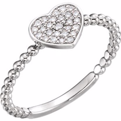 122819:600:P 14kt White 1/8 CTW Diamond Heart Bead Ring