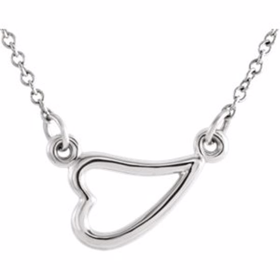 86418:101:P 14kt White Heart 16-18" Adjustable Necklace