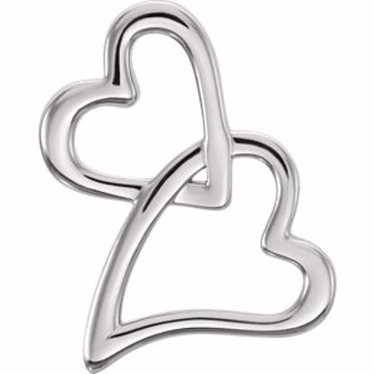 86330:101:P 14kt White Double Heart Chain Slide