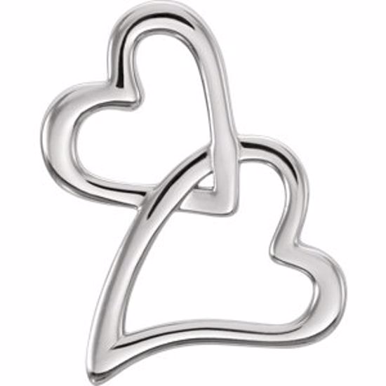 86330:105:P Sterling Silver Double Heart Chain Slide