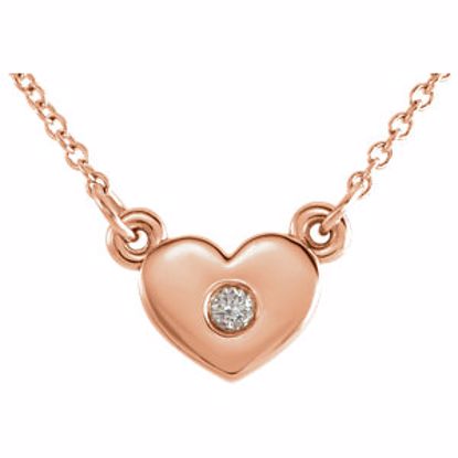 86335:602:P 14kt Rose .03 CTW Diamond Heart 16" Necklace