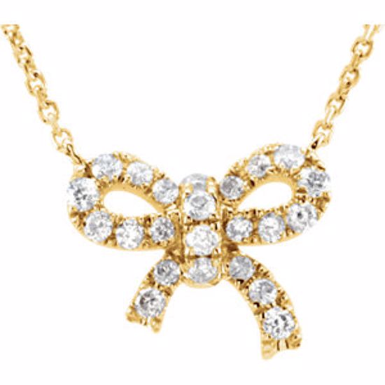 651937:60002:P 14kt Yellow 1/6 CTW Diamond Bow 18" Necklace