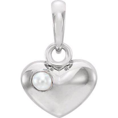 86316:601:P 14kt White Freshwater Cultured Pearl Heart Pendant 