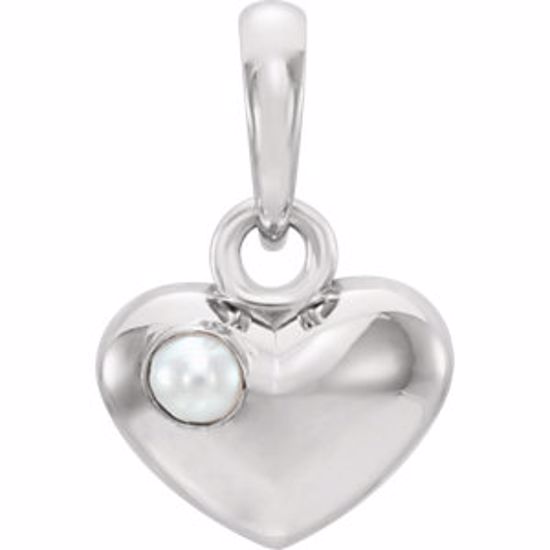 86316:601:P 14kt White Freshwater Cultured Pearl Heart Pendant 