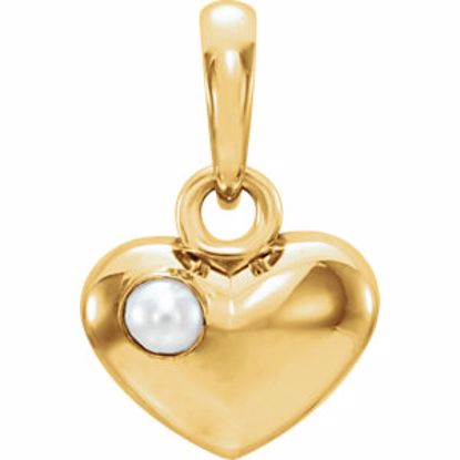 86316:602:P 14kt Yellow Freshwater Cultured Pearl Heart Pendant 