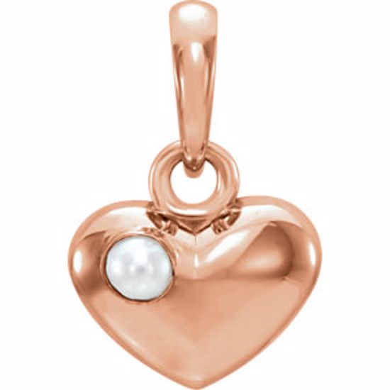 86316:603:P 14kt Rose Freshwater Cultured Pearl Heart Pendant 