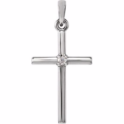 R42326:6049:P Sterling Silver .015 CTW Diamond Cross Pendant