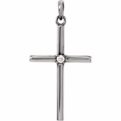 R42326:6050:P Sterling Silver .02 CTW Diamond Cross Pendant