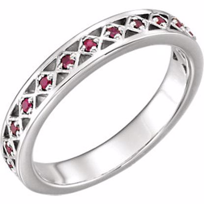 71831:600:P 14kt White 1.3 mm Ruby Stackable Ring