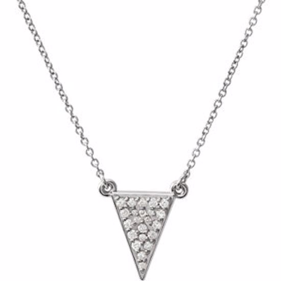 86423:604:P Sterling Silver 1/5 CTW Diamond Triangle 16.5" Necklace