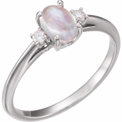 71811:603:P Sterling Silver Rainbow Moonstone & .06 CTW Diamond Ring