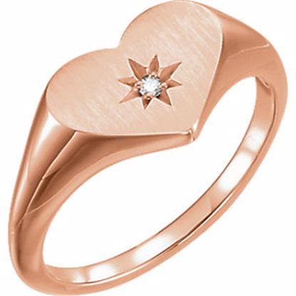 122818:602:P 14kt Rose .01 CTW Diamond Heart Signet Ring