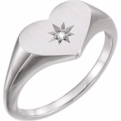 122818:603:P Platinum .01 CTW Diamond Heart Signet Ring