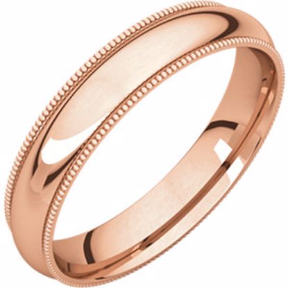 MGR7:888:P 10kt Rose 4mm Milgrain Comfort Fit Band