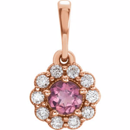 86253:606:P 14kt Rose Pink Tourmaline & 1/6 CTW Diamond Pendant