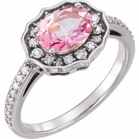 71873:600:P 14kt White Baby Pink Topaz & 1/3 CTW Diamond Ring