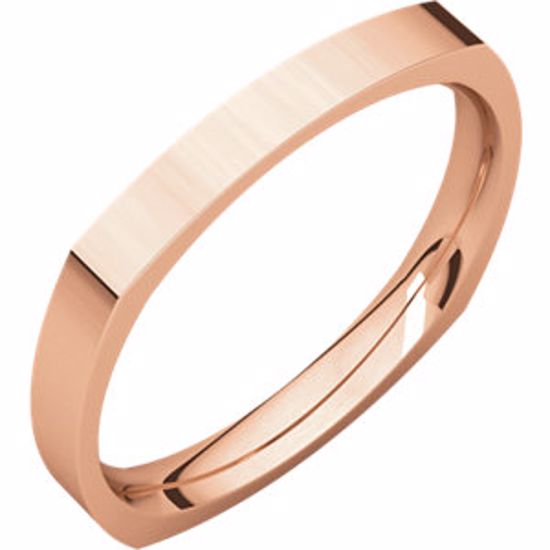 SQR5:7033:P 10kt Rose 2.5mm Square Comfort Fit Band