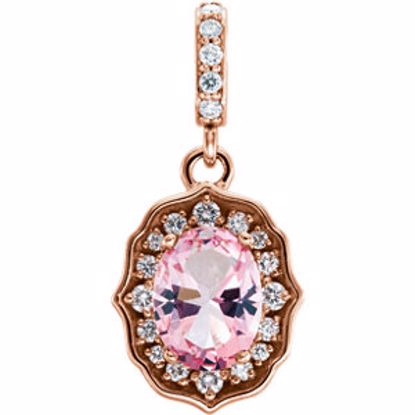 86389:107:P 14kt Rose Baby Pink Topaz & 1/6CTW Diamond Pendant