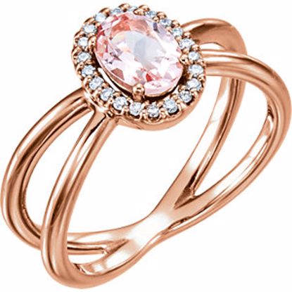 71878:602:P 14kt Rose Morganite & 1/10 CTW Diamond Ring