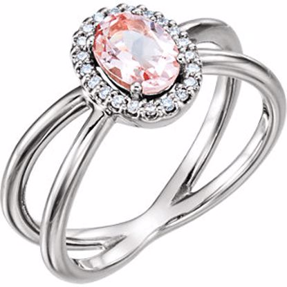 71878:604:P Sterling Silver Morganite & 1/10 CTW Diamond Ring