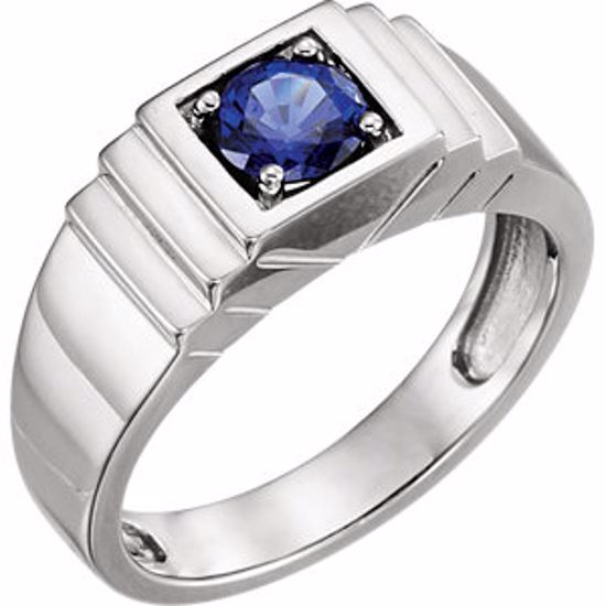 9835:602:P Platinum Men's Chatham® Created Blue Sapphire Ring 